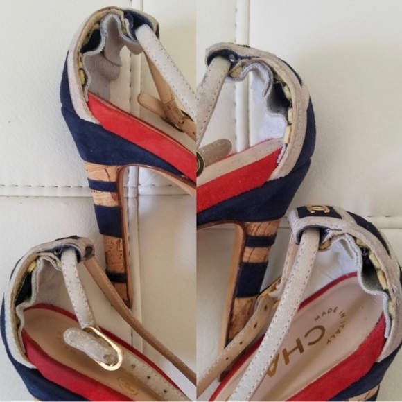 CHANEL Nautical Striped Suede Heels - Picture 11 of 11